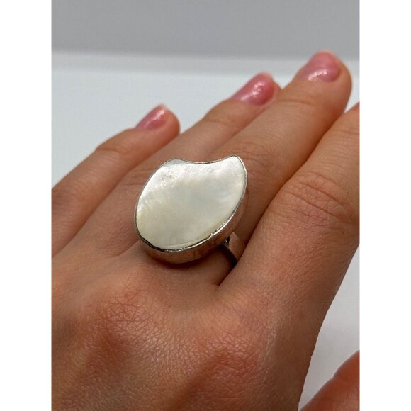 925 STERLING SILVER ABALONE SHELL RING SIZE 12 - Picture 2 of 10